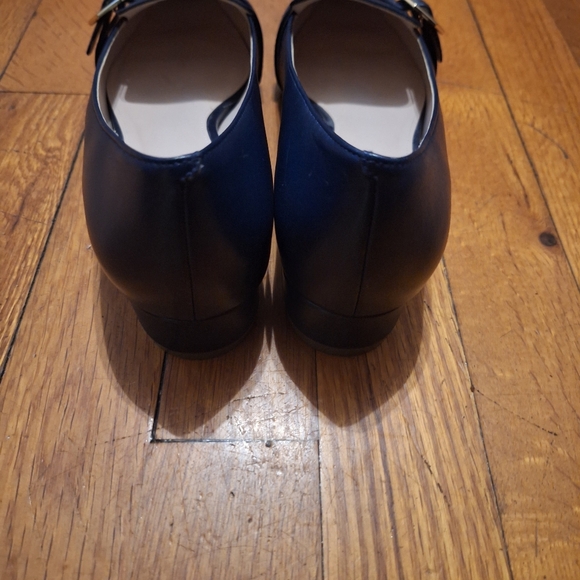 Cole Haan Navy Blue Loafers 7.5B Gold Buckle Quiet Luxury Chic - Picture 4 of 6